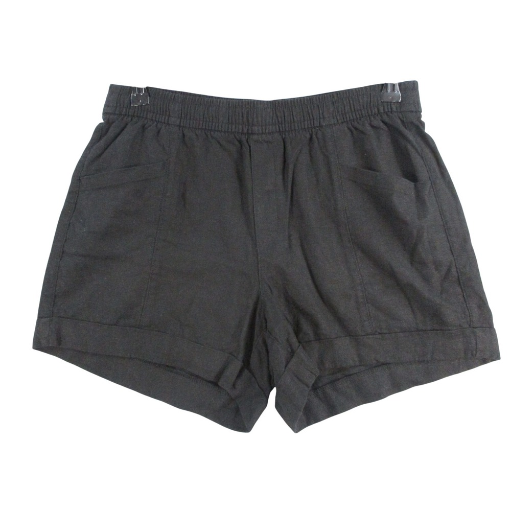 Old Navy Womens XS Black High-Rise Linen Blend Elastic Waist Shorts Pocketed